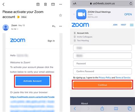 Create an account zoom